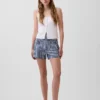 3.5" High Rise Gingham Relaxed Straight Denim Shorts