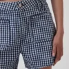 3.5" High Rise Gingham Relaxed Straight Denim Shorts