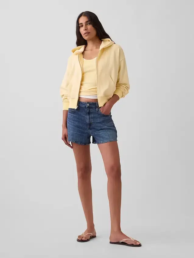 3.5" High Rise Relaxed Straight Denim Shorts
