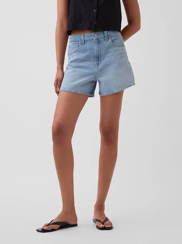 3.5" High Rise Relaxed Straight Denim Shorts