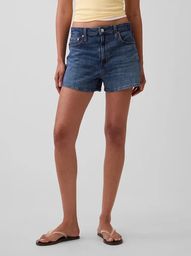 3.5" High Rise Relaxed Straight Denim Shorts