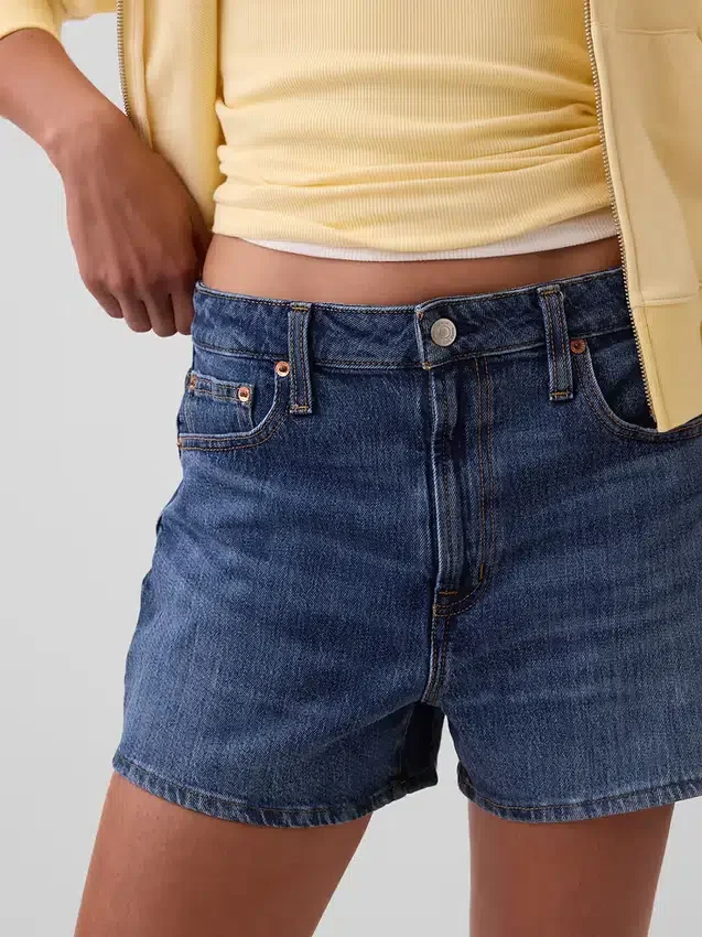 3.5" High Rise Relaxed Straight Denim Shorts