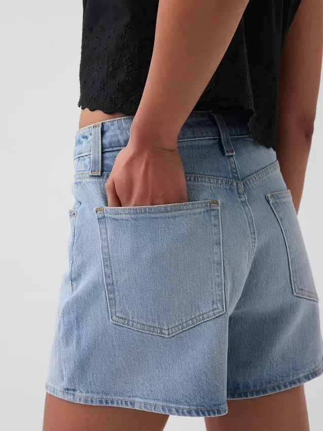 3.5" High Rise Relaxed Straight Denim Shorts