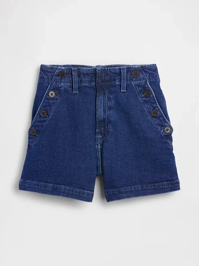 3.5" High Rise Sailor Relaxed Straight Denim Shorts