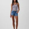 3" Low Rise Lace-Up Denim Shorts