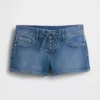 3" Low Rise Lace-Up Denim Shorts