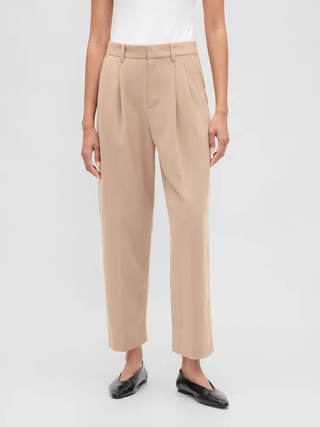 365 High Rise Brushed Twill Taper Ankle Trousers