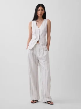 365 High Rise Linen-Blend Trousers