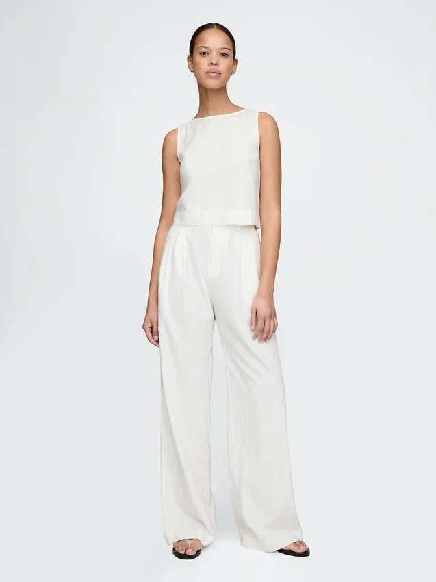 365 High Rise Linen-Blend Trousers