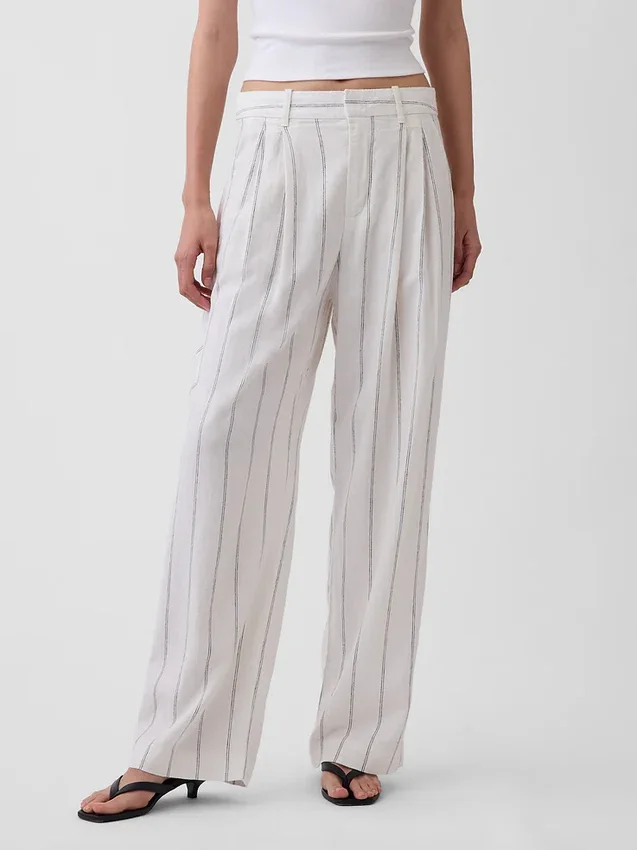 365 High Rise Linen-Blend Trousers