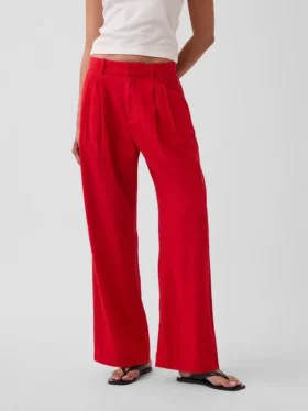 365 High Rise Linen-Blend Trousers