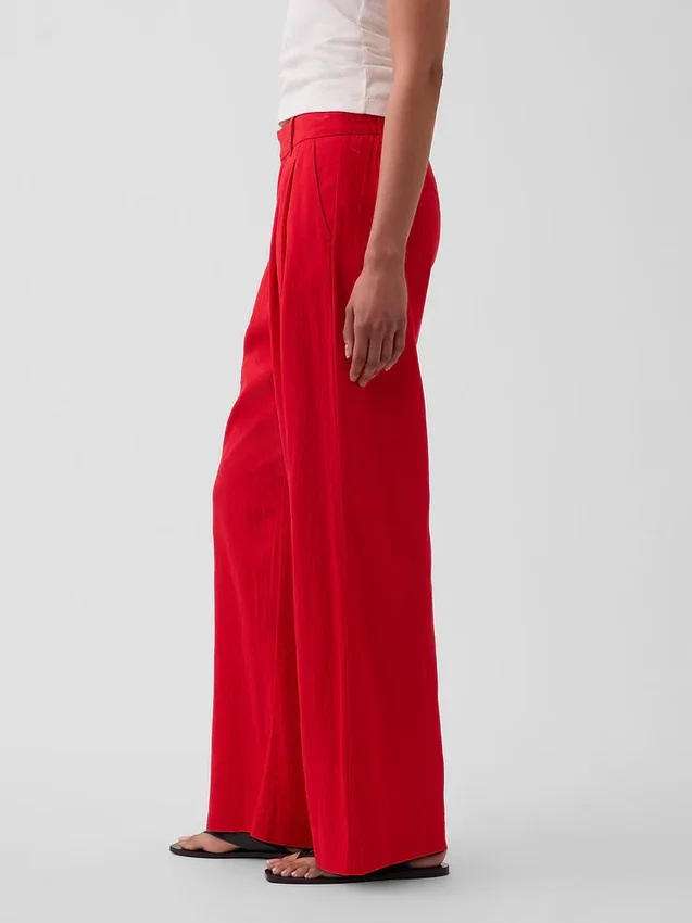 365 High Rise Linen-Blend Trousers