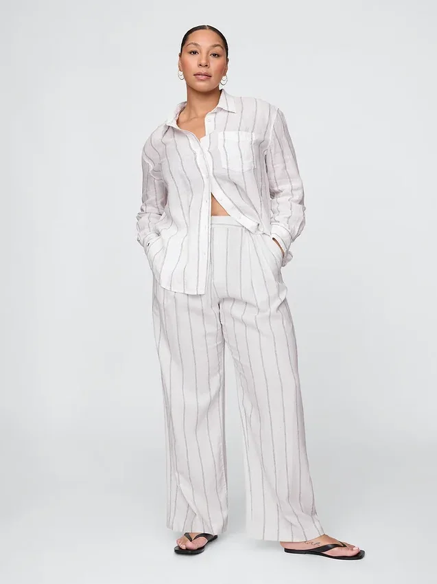 365 High Rise Linen-Blend Trousers