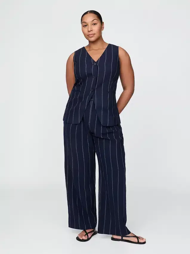 365 High Rise Linen-Blend Trousers