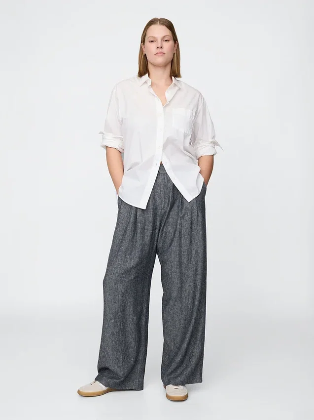 365 High Rise Linen-Blend Trousers
