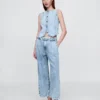 365 High Rise Ultrasoft Denim Pleated Ankle Trousers