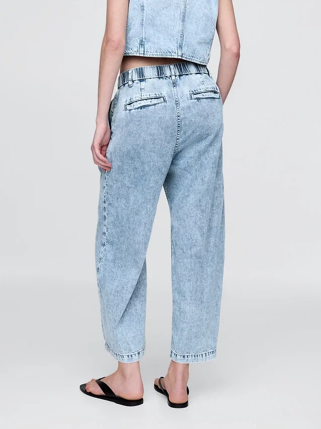 365 High Rise Ultrasoft Denim Pleated Ankle Trousers