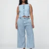 365 High Rise Ultrasoft Denim Pleated Ankle Trousers
