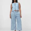 365 High Rise Ultrasoft Denim Pleated Ankle Trousers