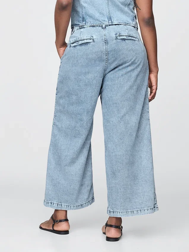 365 High Rise Ultrasoft Denim Pleated Ankle Trousers