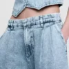 365 High Rise Ultrasoft Denim Pleated Ankle Trousers