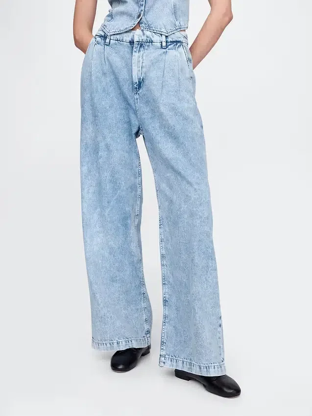 365 High Rise Ultrasoft Pleated Denim Trousers