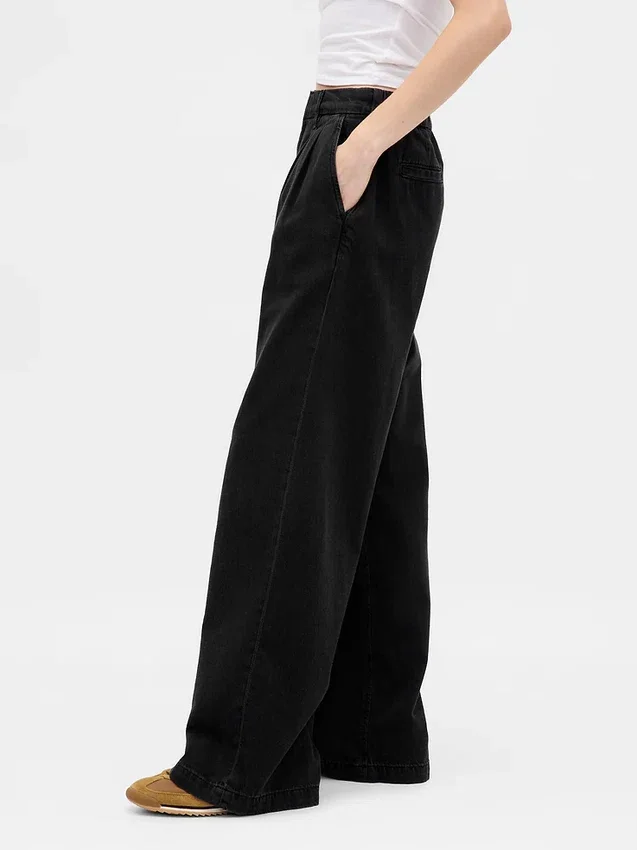 365 High Rise Ultrasoft Pleated Denim Trousers
