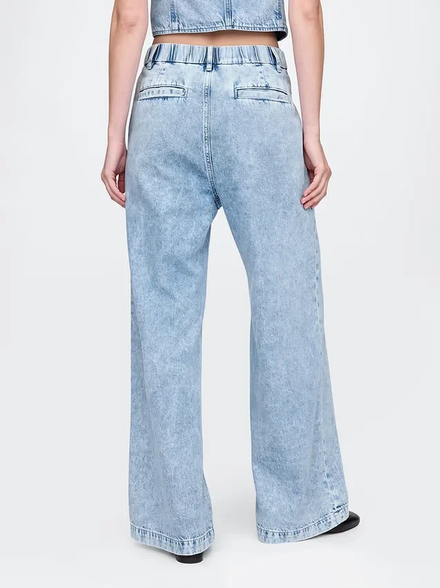 365 High Rise Ultrasoft Pleated Denim Trousers