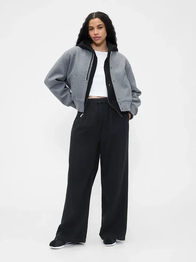 365 High Rise Ultrasoft Pleated Denim Trousers