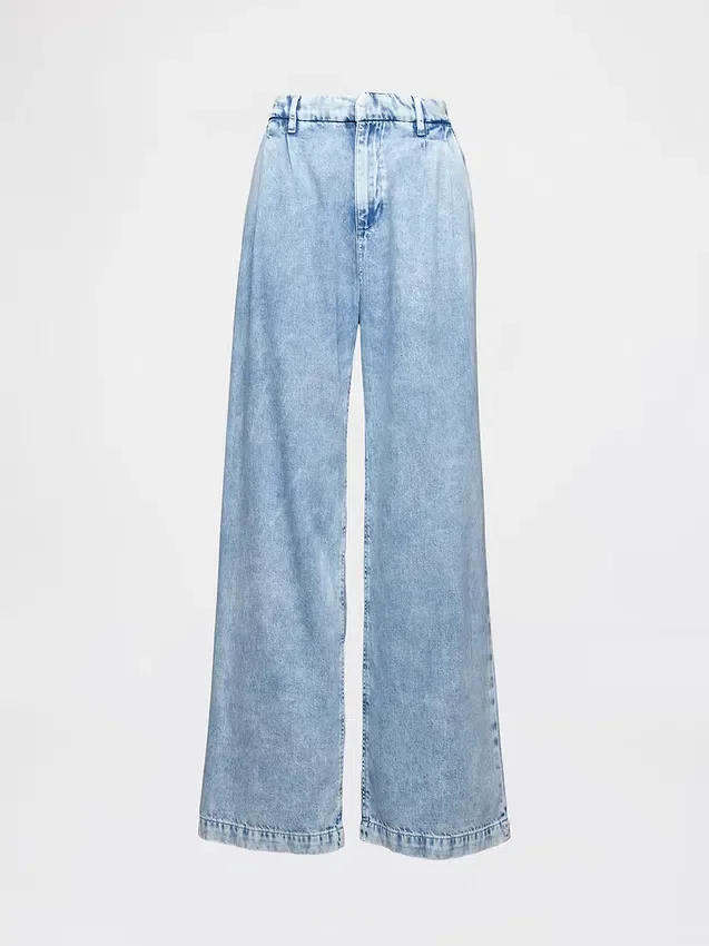 365 High Rise Ultrasoft Pleated Denim Trousers