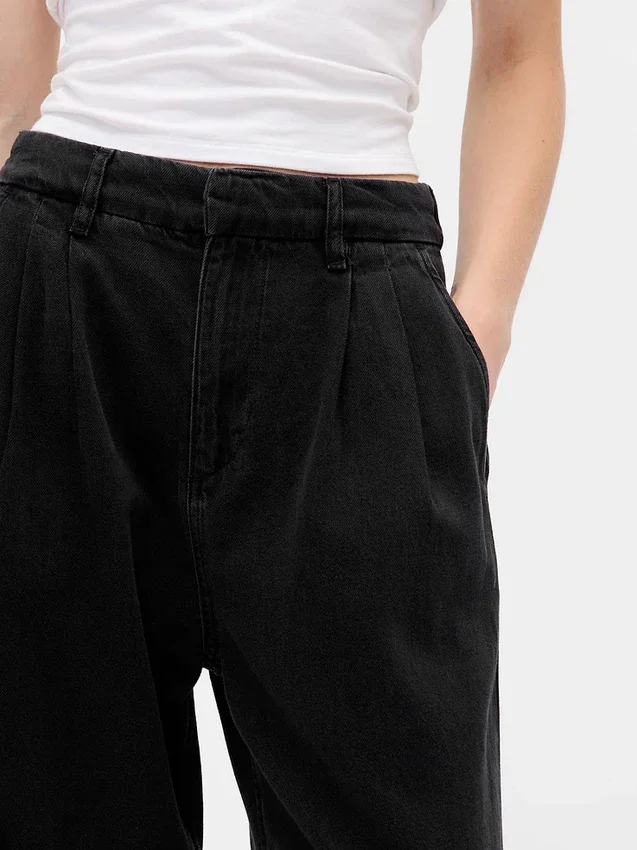 365 High Rise Ultrasoft Pleated Denim Trousers