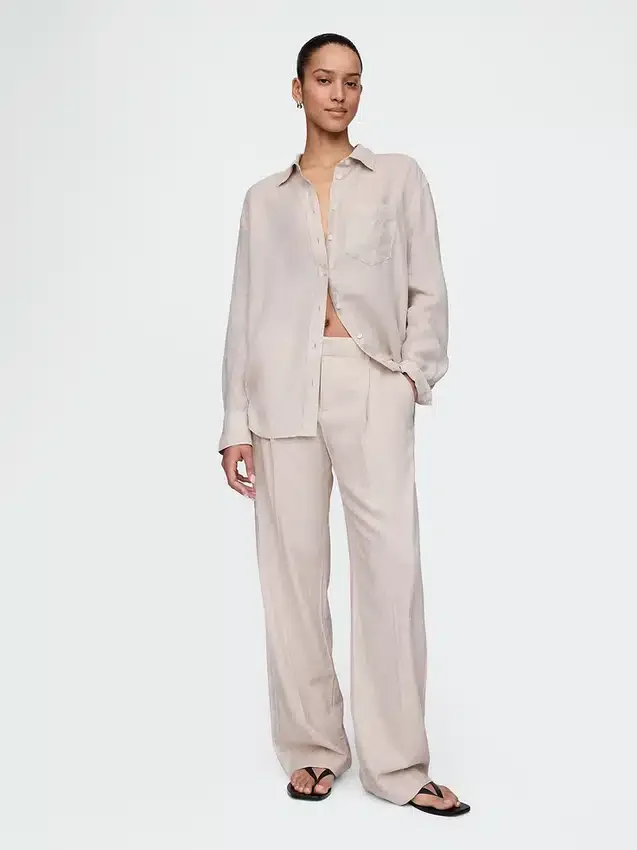 365 Low Rise Linen-Blend Trousers