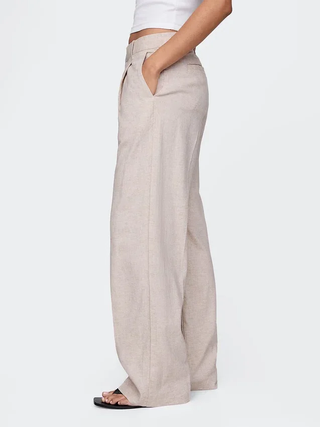 365 Low Rise Linen-Blend Trousers