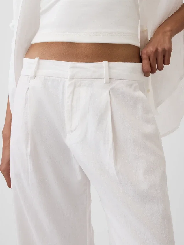 365 Low Rise Linen-Blend Trousers
