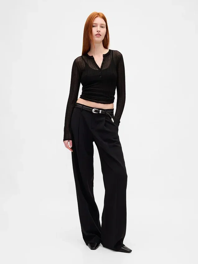 365 Low Rise Pleated Wide-Leg Trousers