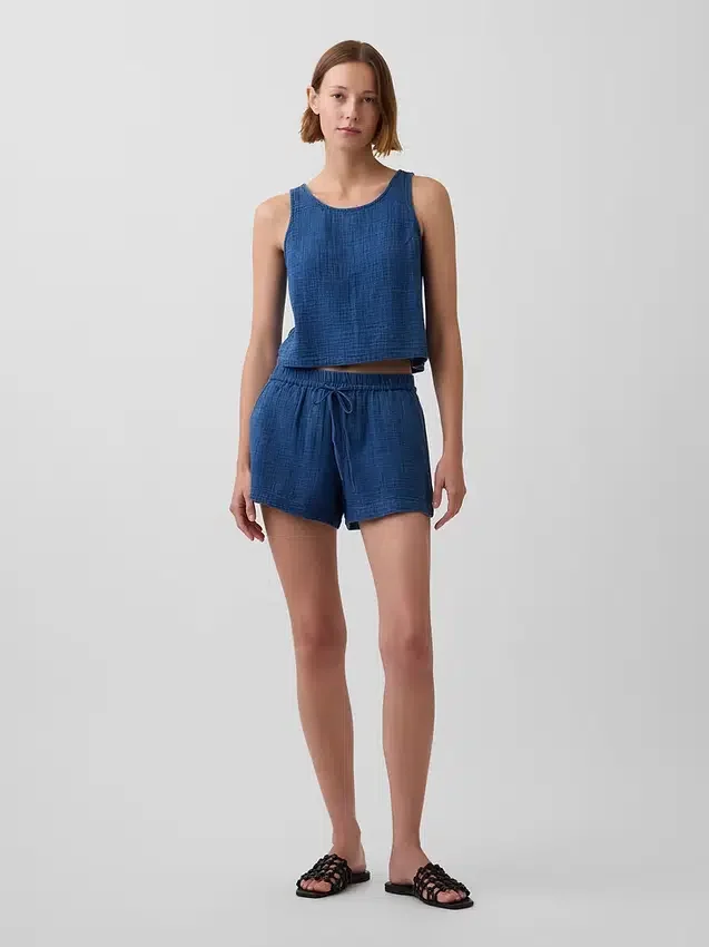 4" Cotton Gauze Denim Easy Shorts