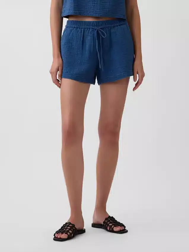 4" Cotton Gauze Denim Easy Shorts