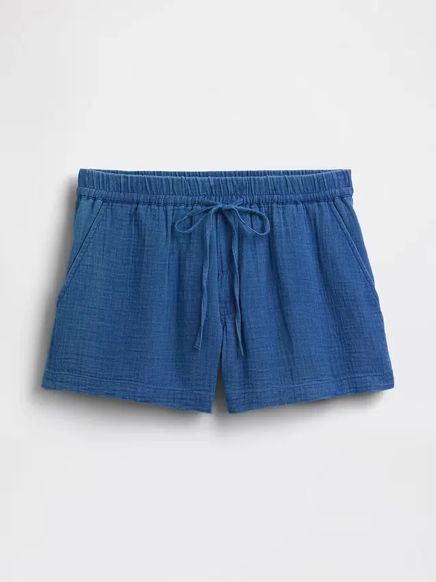 4" Cotton Gauze Denim Easy Shorts