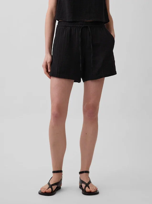 4" Mid Rise Cotton Gauze Easy Shorts