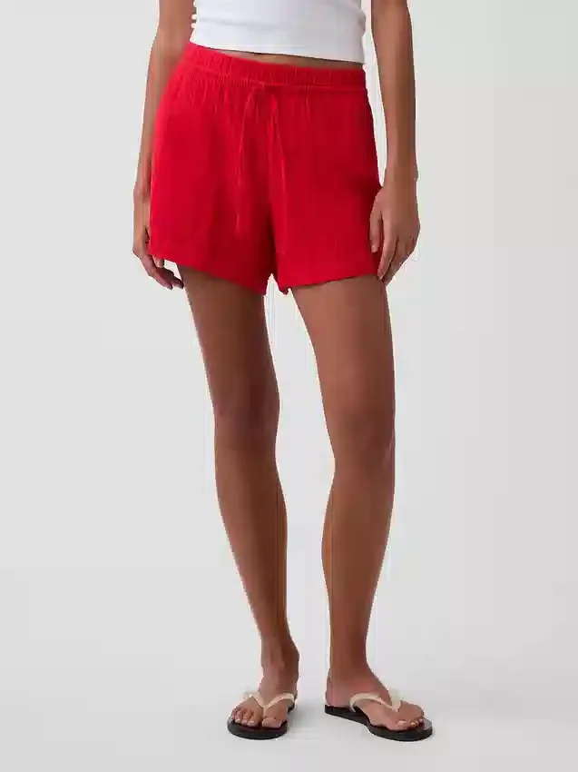 4" Mid Rise Cotton Gauze Easy Shorts