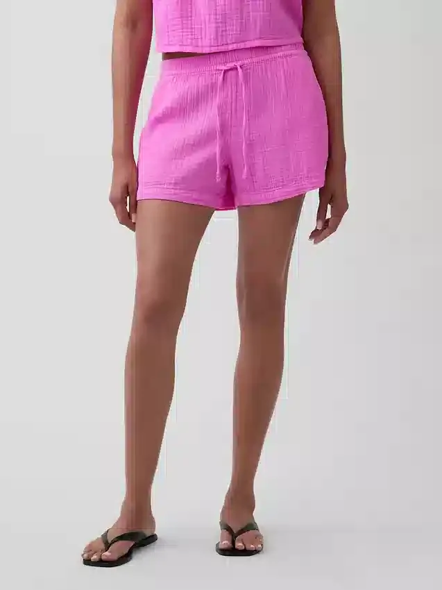 4" Mid Rise Cotton Gauze Easy Shorts