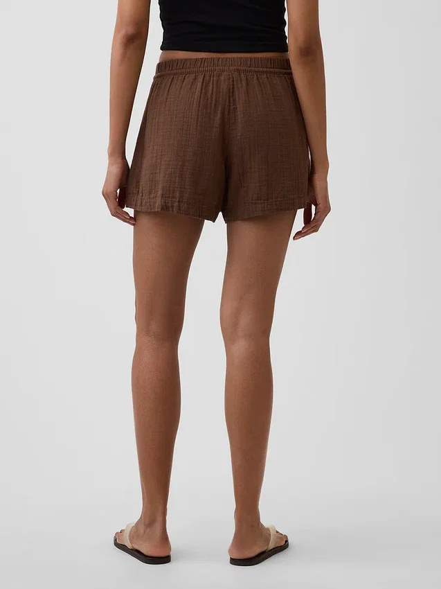 4" Mid Rise Cotton Gauze Easy Shorts