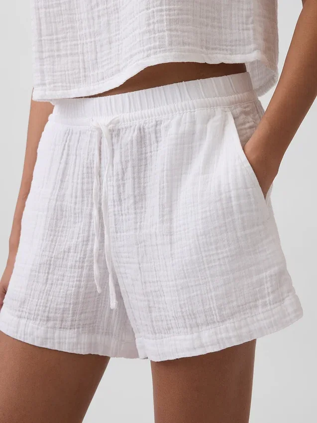 4" Mid Rise Cotton Gauze Easy Shorts