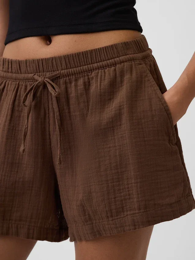 4" Mid Rise Cotton Gauze Easy Shorts