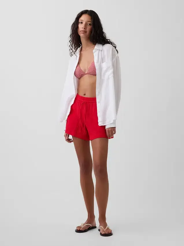 4" Mid Rise Cotton Gauze Easy Shorts