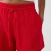 4" Mid Rise Cotton Gauze Easy Shorts