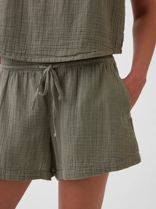 4" Mid Rise Cotton Gauze Easy Shorts