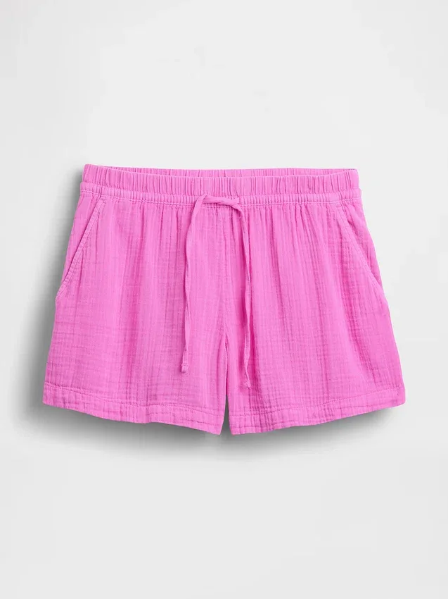 4" Mid Rise Cotton Gauze Easy Shorts