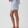4" Mid Rise Linen-Blend Lace-Trim Shorts