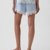 4" Mid Rise Linen-Blend Lace-Trim Shorts